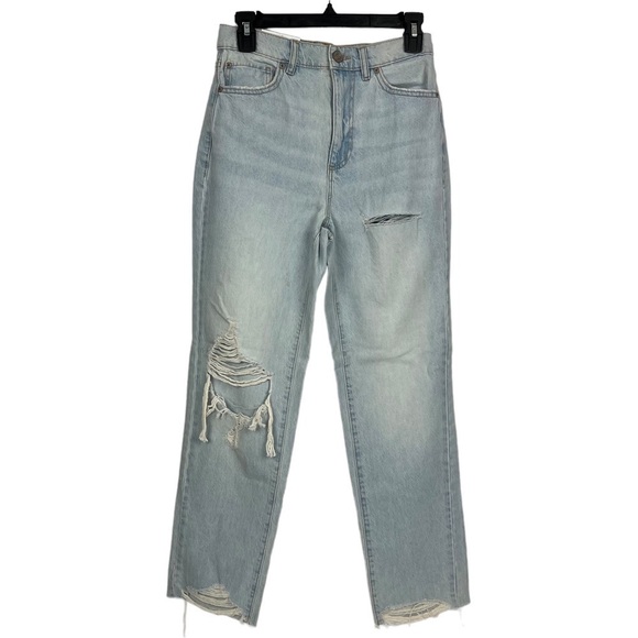 GARAGE Denim Junior Women’s Blue Jeans Sz 3/W26 Distress Shark Bite Straight NWT - Picture 1 of 9